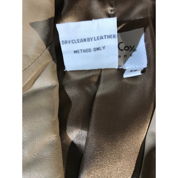 Pamela McCoy Women's Vintage Y2K Taupe Leather Blazer Duster - Picture 4 of 8